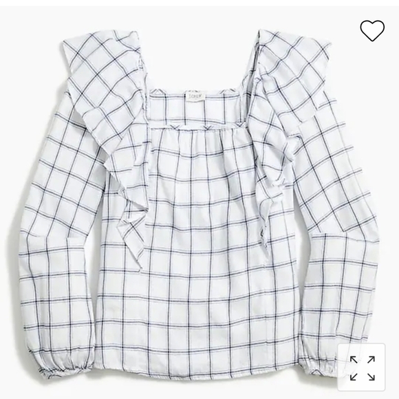 NEW J. Crew Factory Flannel Square Neck Ruffle Top Antique White Lightweight - Picture 6 of 10